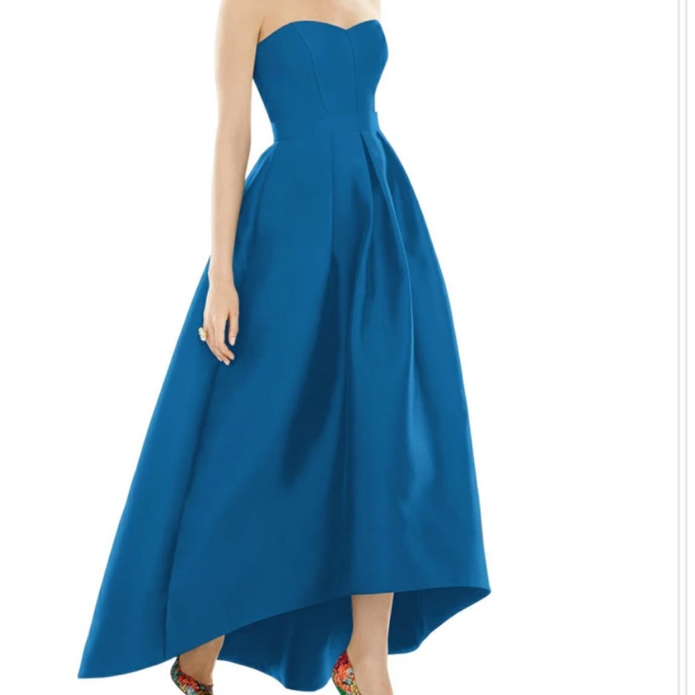 Alfred Sung Strapless High Low Dress with Pockets